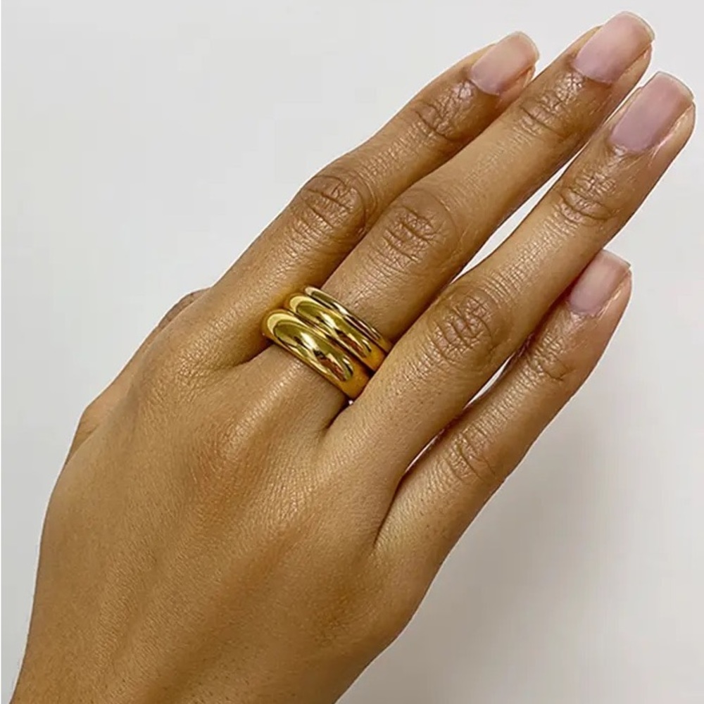 Matte 14K Yellow Gold Plated Mixed Stackable Rings Set